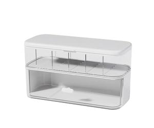 ASHATA Boîte de Rangement de Câbles, Boîte de Gestion de Rangement de Câbles avec 10 Compartiments, Boîte de Rangement de Câbles avec Couvercle pour Le Bureau, Accessoires de Bureau de (White)