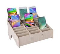 ASHATA Boîte de rangement multicellulaire en bois de gestion de téléphone portable pour bureau, organisateur de bureau multifonction, support de téléphone portable