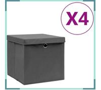 ASHATA Boîtes de rangement avec couvercles 4 pcs 28x28x28 cm Gris -FHE325192