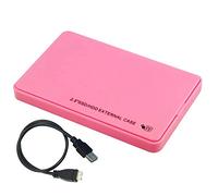 ASHATA Boîtier de Disque Dur Externe de 2,5 Pouces, Boîtier Externe Mobile USB3.0 HDD SSD avec Voyant LED pour Ordinateur de Bureau et Ordinateur Portable (Rouge)