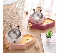 ASHATA Bols d'eau Alimentaires Inclinés Surélevés pour Animaux de Compagnie, Recharge Automatique, pour Chats et Chiens, Forme d'abeille Papillon, Grande capacité, Conception Antidérapante (Rose