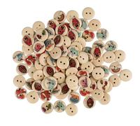 ASHATA Boutons en Bois à Mixte 100 Pièces 2 Trous Boutons Décoratifs Ronds en Bois pour l'artisanat de Couture Cadeau de Noël Bricolage, Petit Bouton en Synthétique pour Accessoires de Sacs à (#6)