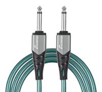 ASHATA Câble D'instrument Audio 10 Pieds, Câble D'interface Double Droit à Réduction de Bruit pour Clavier de Guitare, Cordon Nickel-Argent Gris foncé (Green)