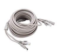 ASHATA Câble Ethernet, Câble CCTV Ethernet CCTV 5M / 10M / 20M RJ45 + CC Tête mâle et Femelle Jack 2.1mm / 5.5mm pour caméras IP Système NVR 10Mbps / 100Mbps(10M)