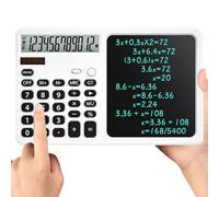 ASHATA Calculatrice de Bureau avec Bloc-Notes Effaçable de 7 Pouces, Grand écran à 12 Chiffres, Calculatrice Parlante Multifonctionnelle, Rechargeable pour Le Travail (White)