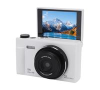 ASHATA Caméra Numérique 5K 75MP Zoom 18X Autofocus pour Vlog (White) | 2.8in Flip Screen Camera, 18X Digital Zoom, 180 Degree LCD Screen for Travel, Selfie, Video Recording