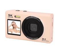 ASHATA Caméra Numérique, Appareil Photo Compact à Double Objectif 5k 80MP avec Zoom 18x et écran UHD de 2,8 Pouces, Transfert instantané WiFi pour Les Adolescents pour Les Débutants (Pink)