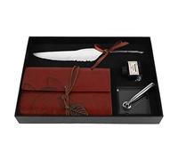 ASHATA Carnet en Cuir Rétro + Stylo Plume, Stylo Plume de Style Européen avec Ensemble de Bouteilles d'encre, Coffret pour l'écriture