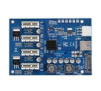 ASHATA Carte adaptateur PCI-E 1 à 4, PCI-E 1X vers 4X PCIe USB3.0 Convertisseur Kit d'extension de carte pour systèmes Windows, pour Linux/Mac