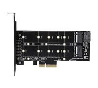ASHATA Carte D'Extension PCI-E, Carte Adaptateur PCI-E 4X à M.2 NVMe SSD NGFF Double Extension M arte Adaptateur PCI Haute Vitesse Fournit 2 Emplacements M.2, Interface M