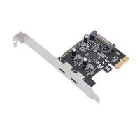 ASHATA Carte D'extension PCIe 2 Ports USB 3.2 Gen 1 Type C, Transfert de Données Haute Vitesse 5 Gbit/s avec Puce ASM1042 pour Ordinateurs de Bureau 7 8 10, Pas Besoin d'alimentation