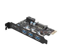 ASHATA Carte PCIe Express USB à 5 Ports, Carte d'interface USB 3.0/Type-C à PCI-E, Carte Adaptateur Multifonction 3 Ports USB 3.0 + 2 Ports de Type C pour XP/Vista/7/8