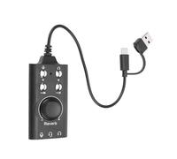 ASHATA Carte Son USB, Carte Son Stéréo Externe avec Contrôle de Volume et Changeur Vocal USB à L'adaptateur de la Prise 3,5 Mm pour Le Casque de Jeu PC Ordinateur Portable PC