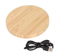 ASHATA Chargeur sans Fil en Bois de Bambou, Chargeur sans Fil Portable en Bois pour Note 8 S8 S7 S6 S10 S9, Chargeur sans Fil Rapide en Bois Fin 10 W, pour Bureau à Domicile