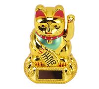ASHATA Chat Ondulant, Décoration de Chat Porte-Bonheur Chinois Mignon Bras Ondulant, Figurine de Statue à Induction de Lumière Solaire à la Main Automatiquement pour Les Ornements de (doré)