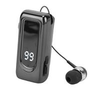 ASHATA Chef de Cas sans Fil Rétractable, BT5.4 Type de Clip de Col de Casque de Casque Stéréo Détachable, avec Affichage de la Batterie LED, Micro à Annulation du Bruit, pour Les (Black)