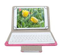ASHATA Clavier Bluetooth, Clavier Bluetooth 3.0 étanche 10 Pouces et Accessoires de Tablette en Cuir PU pour Android, pour iOS, pour Windows(10-inch Keyboard + Leather Case Rose Red)