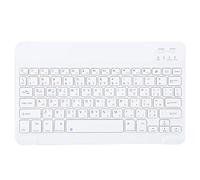 ASHATA Clavier Bluetooth3.0, Clavier Arabe/Espagnol/Russe Portable sans Fil Ultra-Mince de 10 Pouces pour Android/OS X/Windows, Blanc(Arabe)
