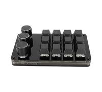 ASHATA Clavier de jeu mécanique à 12 touches, clavier à une main, programme personnalisé, clavier remplaçable à chaud avec 3 boutons de séparation de câble, interrupteur bleu pour jeux de bureau