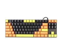 ASHATA Clavier de Jeu Mécanique rétroéclairé, Clavier de Jeu Filaire avec Interrupteur Bleu, Clavier D'Ordinateur Filaire Ergonomique 87 Touches pour Ordinateur Portable PC Gamer, Noir Or