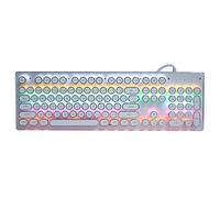 ASHATA Clavier de Jeu mécanique RVB Filaire, Disposition Britannique, Clavier mécanique de Style rétro Punk Classique à Interrupteur Bleu pour Ordinateur PC (Blanc, 104 Touches)