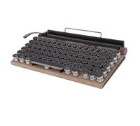 ASHATA Clavier de Machine à écrire Rétro, Clavier de Jeu Mécanique Vintage avec Clés Rondes Punk Clés 83 Clés Rétro-éclairage pour Les écrivains Joueurs (Couleur du Bois)