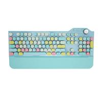 ASHATA Clavier de Machine à écrire Rétro, Clavier Mécanique Rétro 107 Touches 2.4G BT5.1 Modes USB Bouton de Contrôle Interrupteur Bleu Touches Rondes Punk, pour Android pour Win pour (Bleu)
