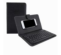 ASHATA Clavier Espagnol Portable sans Fil Bluetooth avec Couverture en Cuir pour téléphone Portable 4.5-6.8in