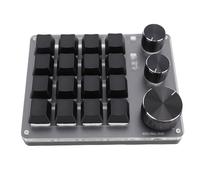 ASHATA Clavier Marco Programmable, 16 Clés Clavier de Jeu Mécanique avec Touches de Raccourci Personnalisables 3 Boutons BT 2.4g Wired 3 Modes Interrupteur Rouge avec Boucles en Alliage (BLACK)