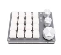 ASHATA Clavier Marco Programmable, 16 Clés Clavier de Jeu Mécanique avec Touches de Raccourci Personnalisables 3 Boutons BT 2.4g Wired 3 Modes Interrupteur Rouge avec Boucles en Alliage (WHITE)