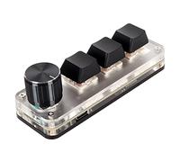 ASHATA Clavier Programmable Macro USB, Clavier Macro à Interrupteur Rouge avec Boutons Personnalisés, Clavier de Jeu Mécanique, Clavier à Une Main, Clavier Programmable (3 Touches 1