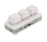 ASHATA Clavier Programmable Personnalisable à 3 Touches, Clavier de Jeu Mécanique USB RVB avec Interrupteur Rouge, pour, OS X, Pi, pour Le Travail de Bureau, Arrière, Avant (White)