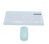 ASHATA Clavier sans Fil et Combo de Souris, 4 Canaux Doubles Modes 2,4 G et Jeu de Souris Clavier Bluetooth, 1600 Dpi, Rechargeable, Conception Ergonomique, pour PC, Ordinateur Portable (Vert Clair)
