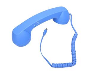 ASHATA Combiné Téléphonique Rétro de Type C, Contrôle du Volume de Communication Clair pour Les Réunions Mobiles Cellulaires (Bleu Royal)