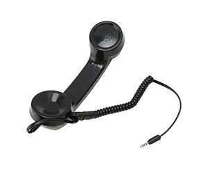ASHATA Combiné Téléphonique Rétro, Récepteurs de combiné Rétro avec Prise Audio 3,5 Mm pour Smartphones, Téléphone Portable avec Prise Casque 3,5 Mm, Appel Confortable (Black)