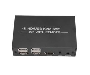 ASHATA Commutateur KVM USB 2.0 4 Ports pour HDMI, Commutateur KVM 4K X 2K 1 Moniteur 2 Ordinateurs avec 4 Ports USB3.0, pour Commutateurs KVM HDMI pour Boîtier TV, PC, Ordinateur