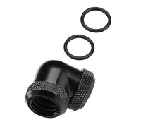 ASHATA Connecteur de Tube coudé à 90 Degrés pour Refroidissement par Eau de PC, Double Raccord de Tuyau Dur Noir, Diamètre Extérieur de 14 Mm, Laiton chromé pour Tube PETG avec Joint en Silicone