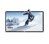 ASHATA Écran de Projection, écran de Projection pour Rideau 40-120 Pouces en Polyester Blanc et Doux, épaisseur 16: 9, pour projecteur Home Cinéma Film extérieur/intérieur/de Camping(60in)