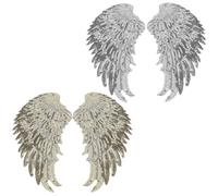 ASHATA Écusson de Décoration D'aile, Accessoires Vestimentaires élégants | Motifs d\'ailes dorées et argentées, Processus de couture simple à faire soi-même, Convient à divers vêtements, Ajoute une