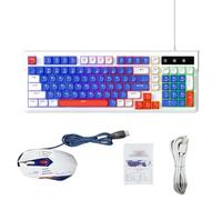 ASHATA Ensemble Clavier et Souris de Jeu Filaire rétroéclairé RVB, Disposition Compacte 98 Touches, Clavier USB Silencieux avec Touches de Raccourci Multimédia pour Ordinateur Portable (Blanc Bleu)