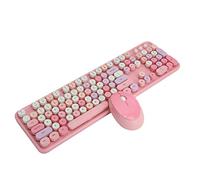 ASHATA Ensemble Clavier et Souris sans Fil, Clavier Complet sans Fil 2.4G à 104 Touches et Souris Optiques, Compatible avec PC, Ordinateur, Ordinateur Portable (Thème Rose)