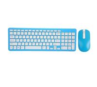 ASHATA Ensemble Clavier et Souris sans Fil, Clavier D'Ordinateur sans Fil à 96 Touches avec Tapis Antidérapant, Récepteur USB 2,4 GHz, pour PC, Ordinateur Portable et de Bureau (Blue)