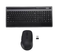 ASHATA Ensemble Clavier et Souris sans Fil, Clavier D'Ordinateur sans Fil Ergonomique et Silencieux 2,4 G avec Support pour Téléphone et Tablette, Souris Polyvalente avec 6 Boutons