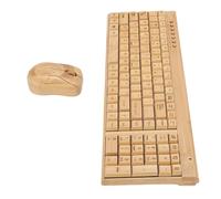 ASHATA Ensemble Clavier et Souris sans Fil, fabriqué à la Main en Bambou 2,4 G, Clavier et Souris sans Fil avec Récepteur USB, 1200 DPI, Prise en Charge OTG