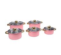 ASHATA Ensemble de Marmites en Acier Inoxydable avec Couvercles en Verre de 16 Cm à 24 Cm pour une Cuisson et une ébullition Faciles à la Maison (PINK)