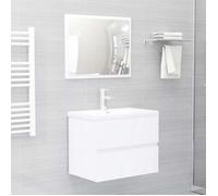 ASHATA Ensemble de meubles salle de bain 2 pcs blanc bois d'ingénierie -FHE804872