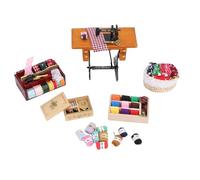 ASHATA Ensemble Décoratif de Machine à Coudre pour Maison de Poupée, Idée Cadeau pour Jeu Imaginatif des Filles et des Garçons