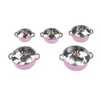 ASHATA Ensemble D'ustensiles de Cuisine en Acier Inoxydable, Poêle à Soupe Pratique à Double Poignée avec Couvercle pour la Cuisine, pour une Utilisation Quotidienne en Petite Famille