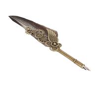 ASHATA Ensemble Stylo Plume et Encre Rétro, Stylo Plume avec Design d'aile Mécanique, Ensemble de Calligraphie à écriture Lisse avec 4 Plumes Remplaçables et Support de, Cadeau Parfait pour le
