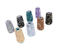 ASHATA Fil de Coton Scintillant à Paillettes, 8 Pièces, 55 Yards, 6mm, 3mm, Ficelle au Crochet pour L'artisanat, le Tricot, les Projets Faits à la Main
